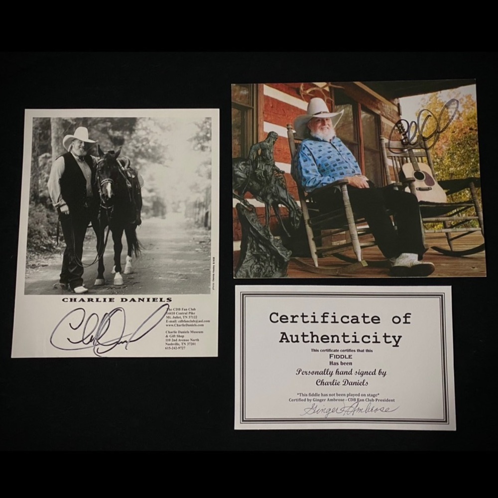 2 Charlie Daniels Autographed Photos